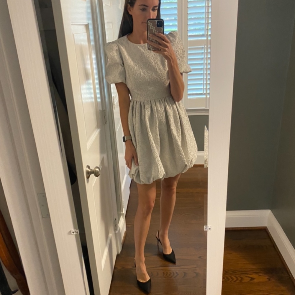 NWT Antonio Melani x Nicola Bathie Emily Metallic Jacquard Round Neck Mini Dress